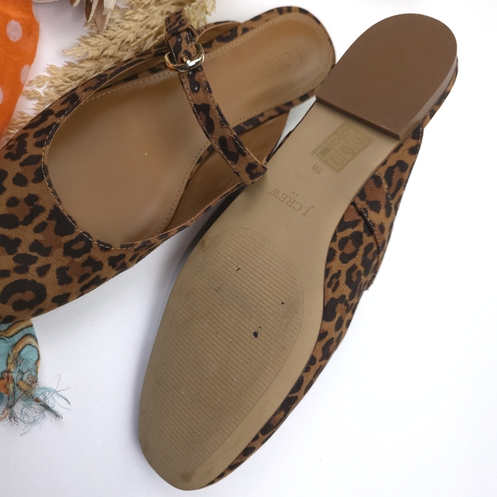 J. Crew Leopard Print Mary-Jane Flats - Brown/Black Sz 7.5m - Picture 7 of 10